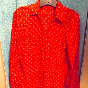 Super Cute Red & White Anchor Express Top Sz Small